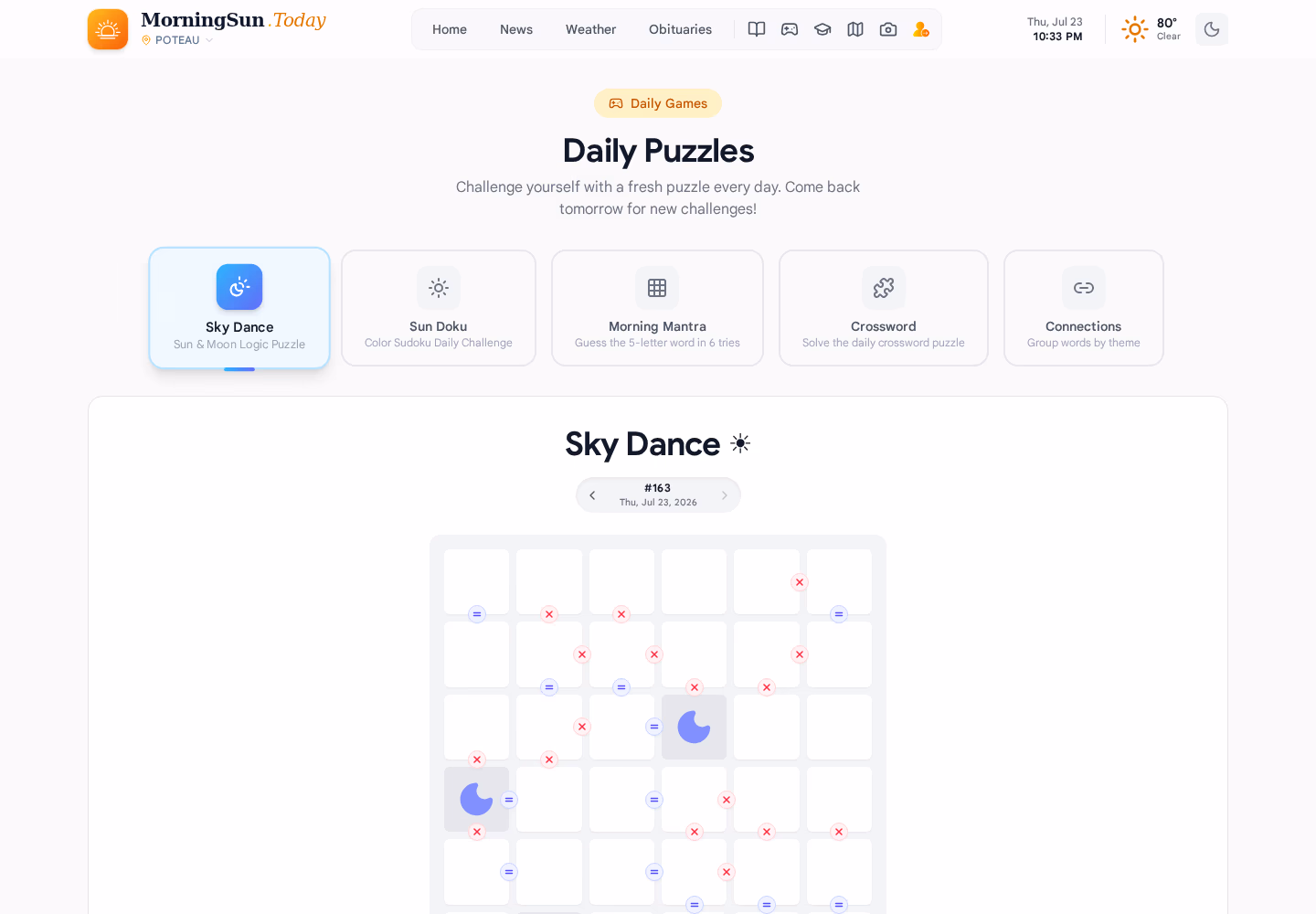 MorningSun.Today daily puzzle games page
